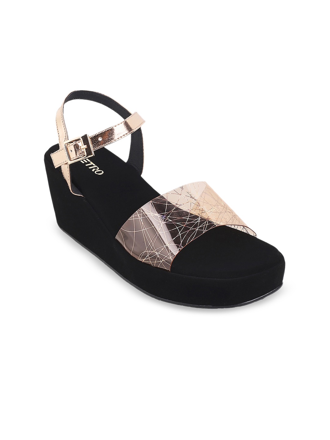 

Metro Women Pink & Rose Gold Printed Wedge Heels