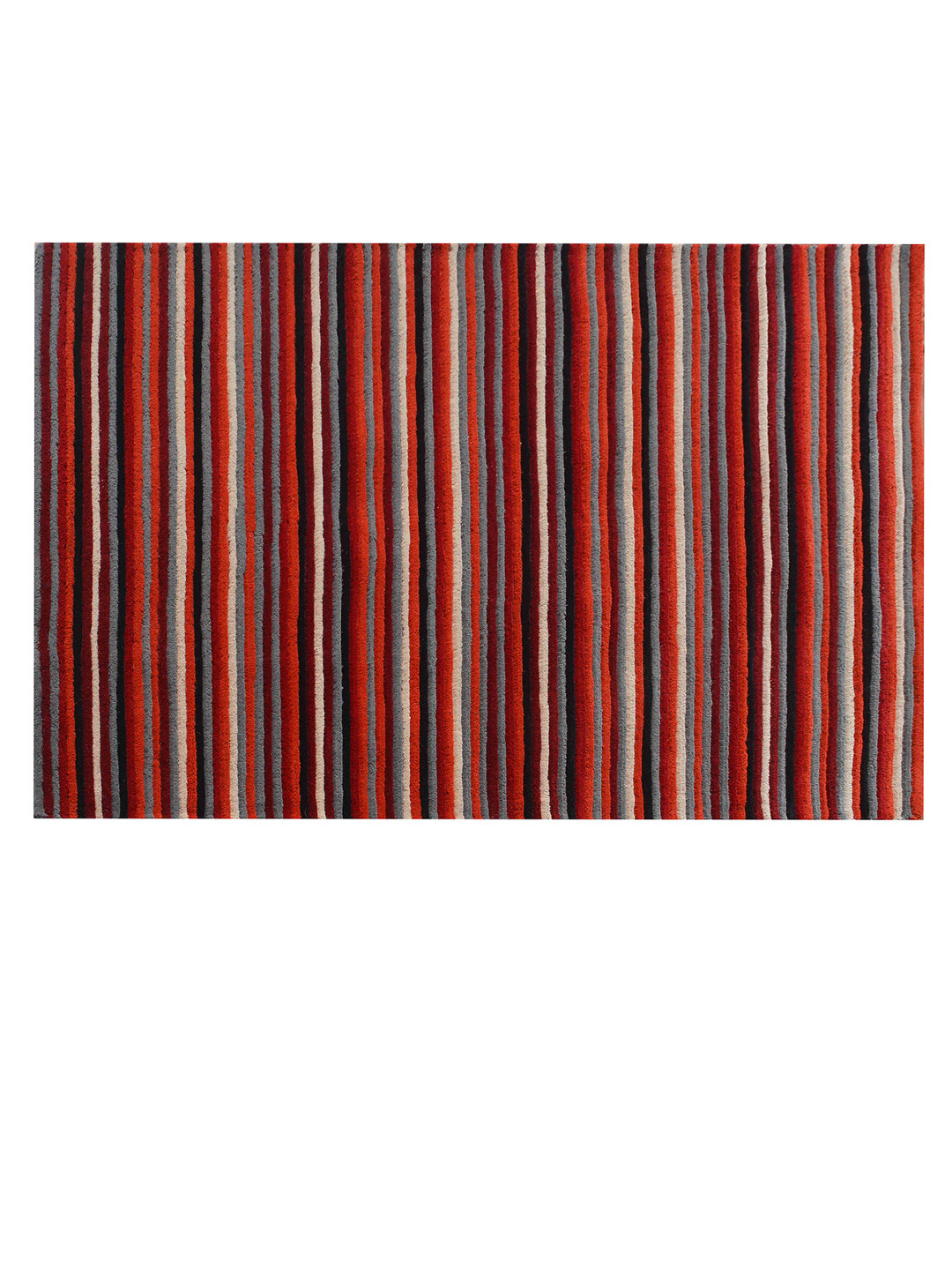 

PRESTO Orange Striped Hand Tufted Wool Anti-Skid Carpet