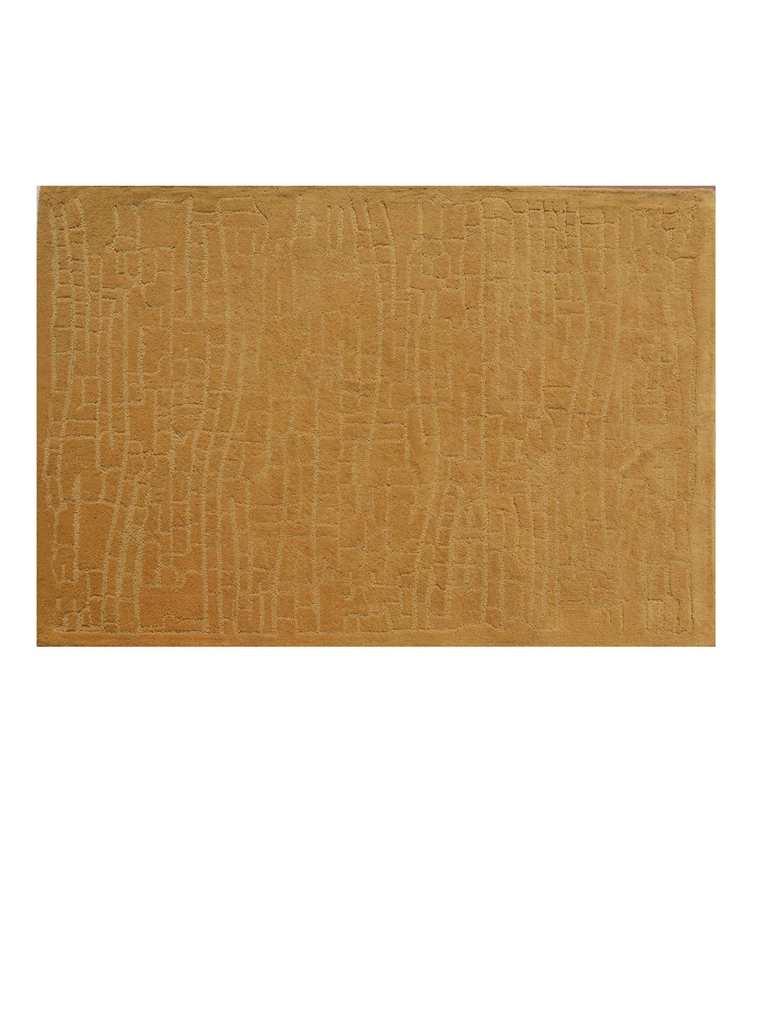 PRESTO Golden Abstract Hand Tufted Wool Anti-Skid Carpet, Gold