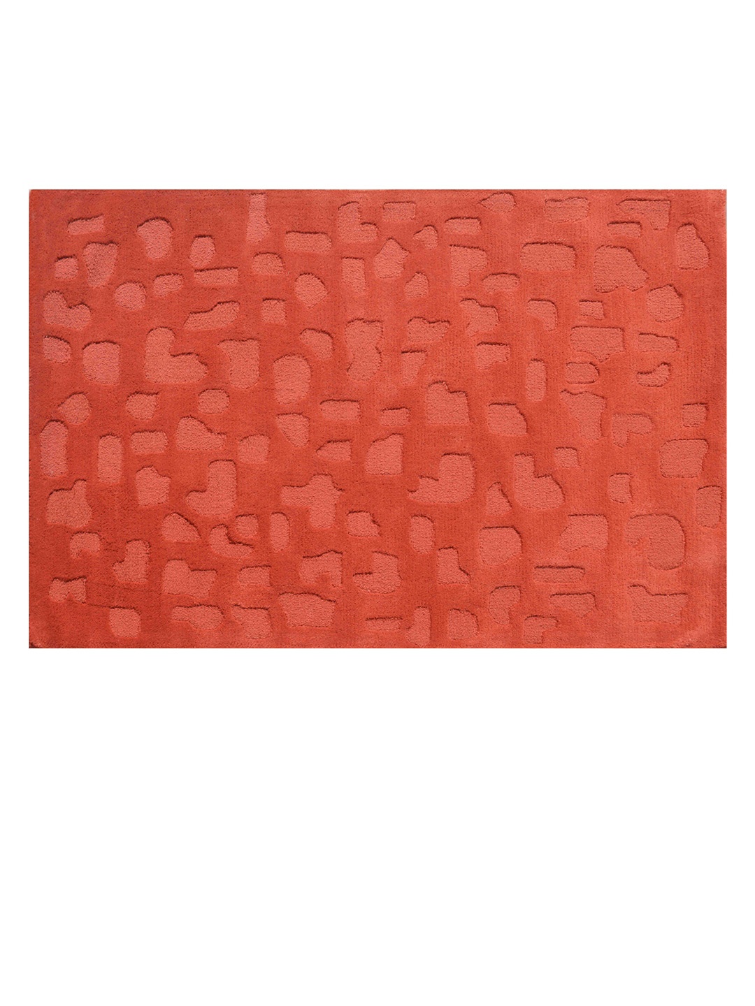 

PRESTO Orange Abstract Hand Tufted Wool Anti-Skid Carpet