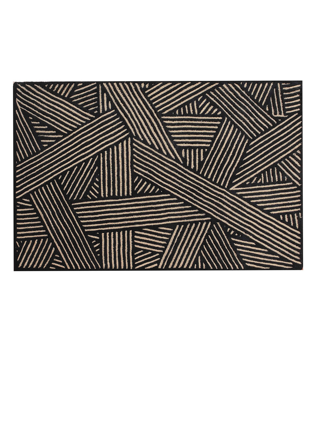 

PRESTO Black & Beige Geometric Hand Tufted Wool Anti-Skid Carpet