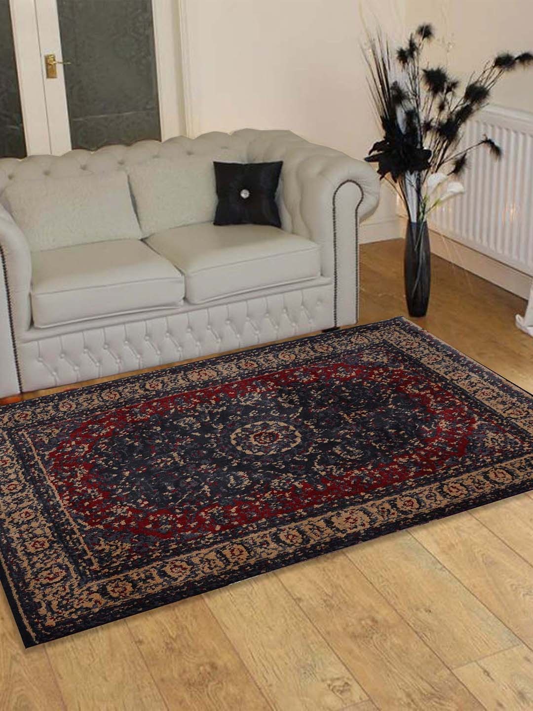

PRESTO Navy Blue Printed Hand-Tufted Rectangular Carpet