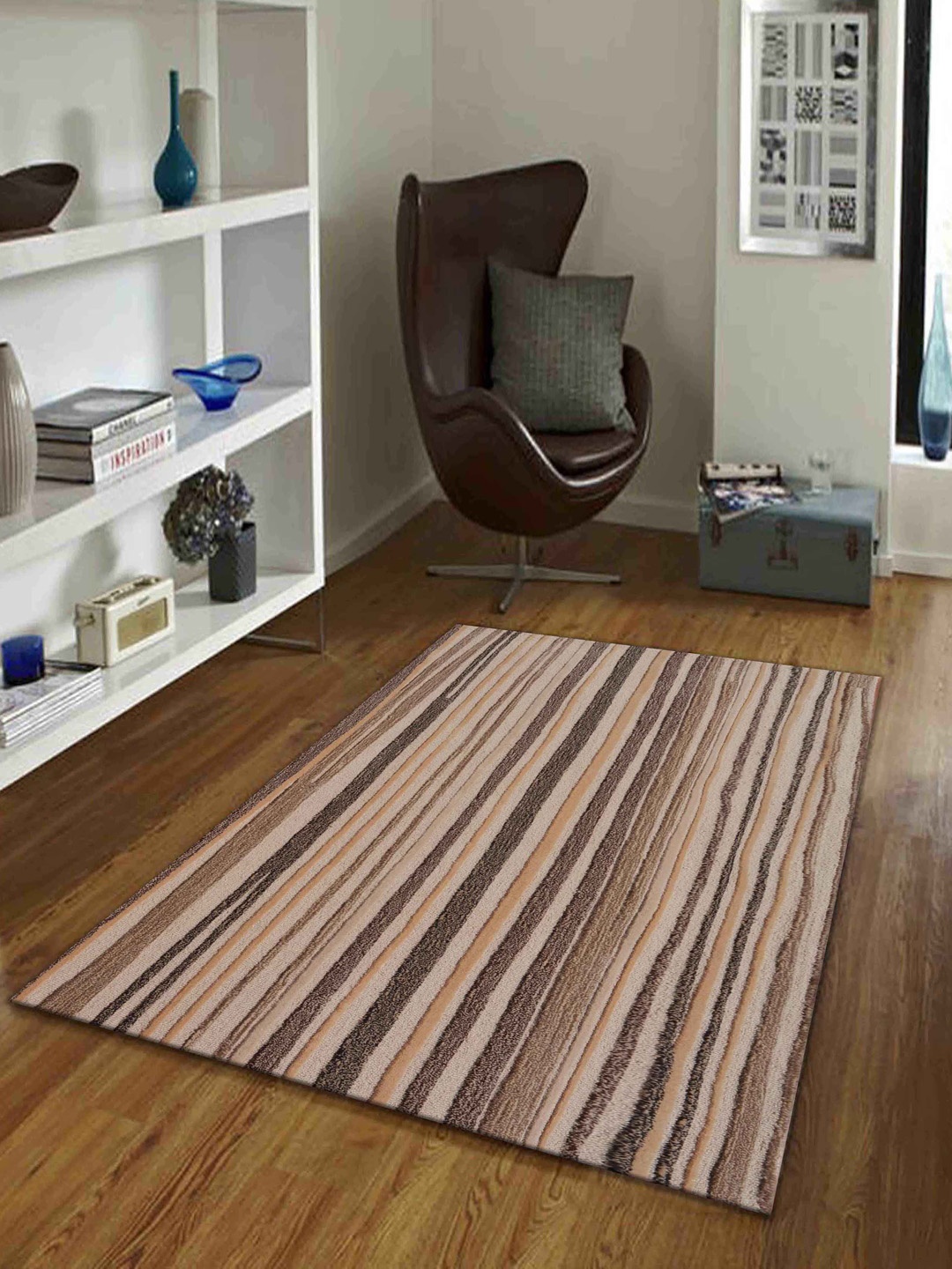 

PRESTO Beige Printed Hand Tufted Wool Anti-Skid Carpet
