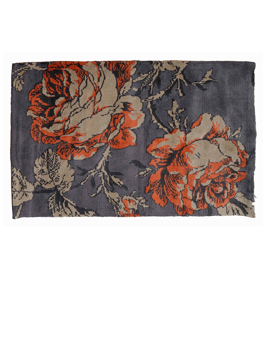 

PRESTO Grey Floral Printed Hand-Tufted Rectangular Carpet