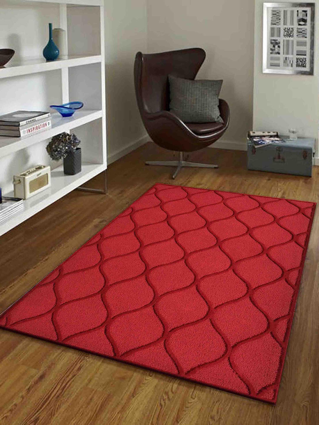 

PRESTO Red Abstract Printed Hand Tufted Wool Carpet