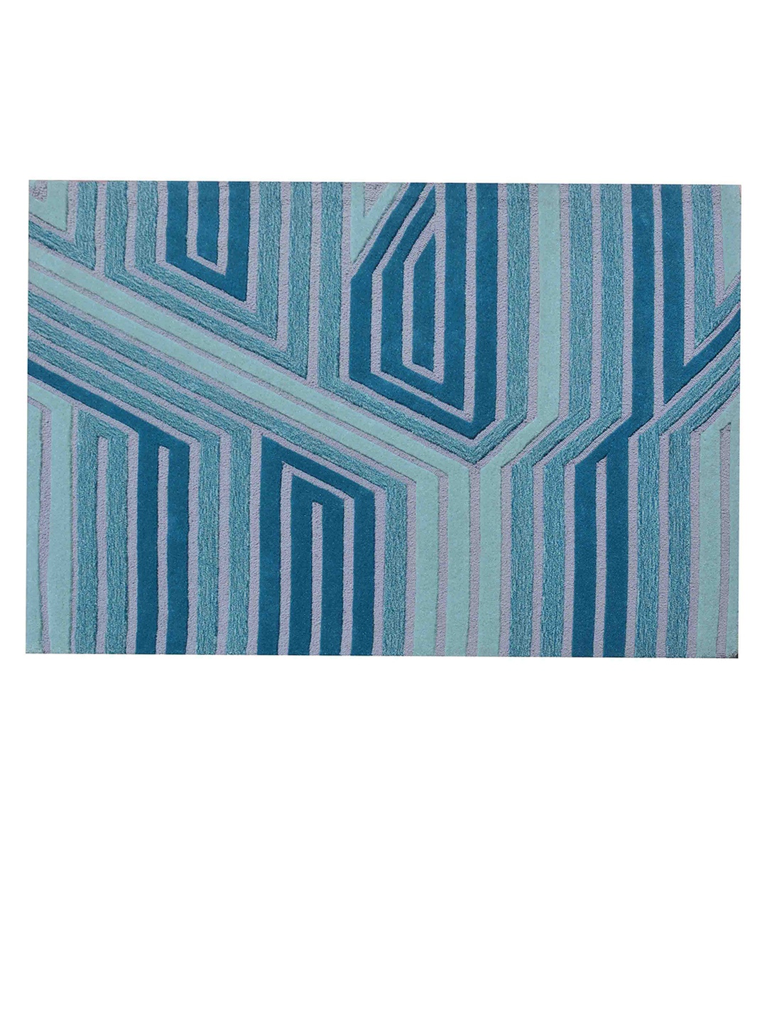 

PRESTO Blue Abstract Hand Tufted Wool Anti-Skid Carpet
