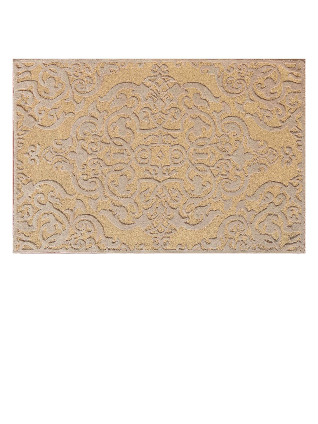 

PRESTO Beige & Green Hand Tufted Wool Anti-Skid Carpet