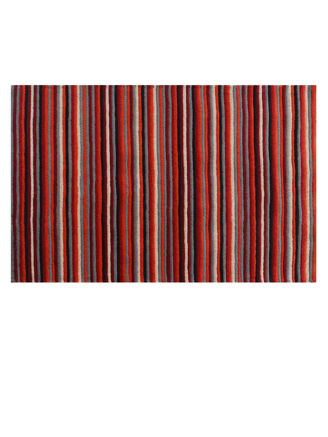 

PRESTO Orange-Coloured & Grey Striped Hand Tufted Wool Carpet