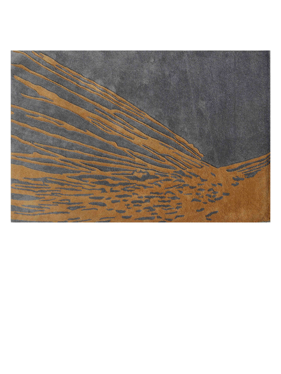 

PRESTO Golden & Grey Abstract Printed Hand Tufted Wool Carpet, Gold