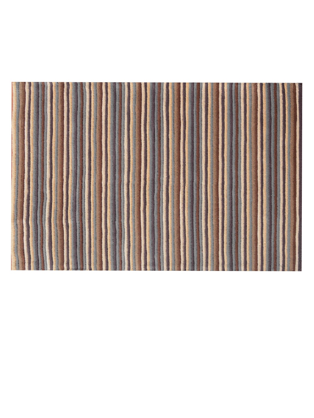 

PRESTO Brown Striped Hand Tufted Wool Anti-Skid Carpet
