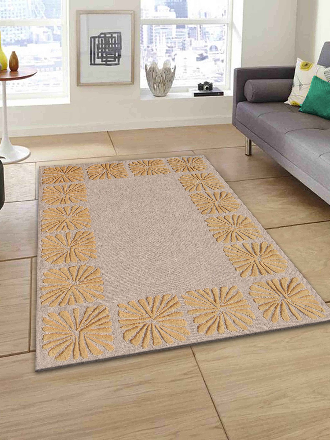

PRESTO Gold-Coloured Printed Hand Tufted Wool Carpet