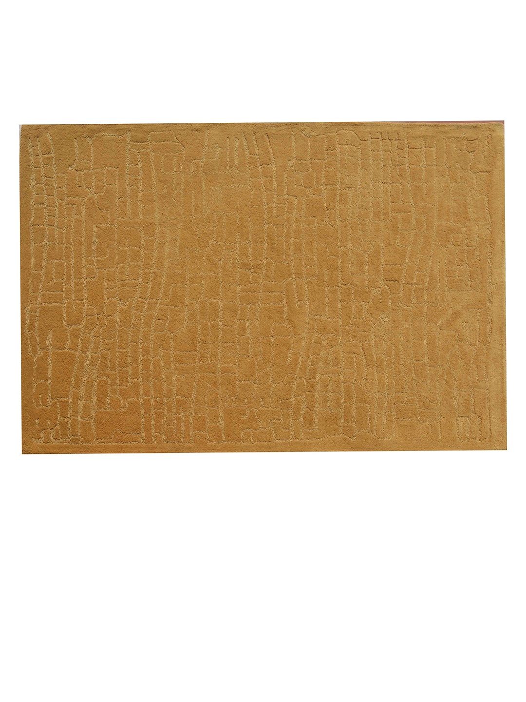 

PRESTO Golden Abstract Hand Tufted Wool Anti-Skid Carpet, Gold