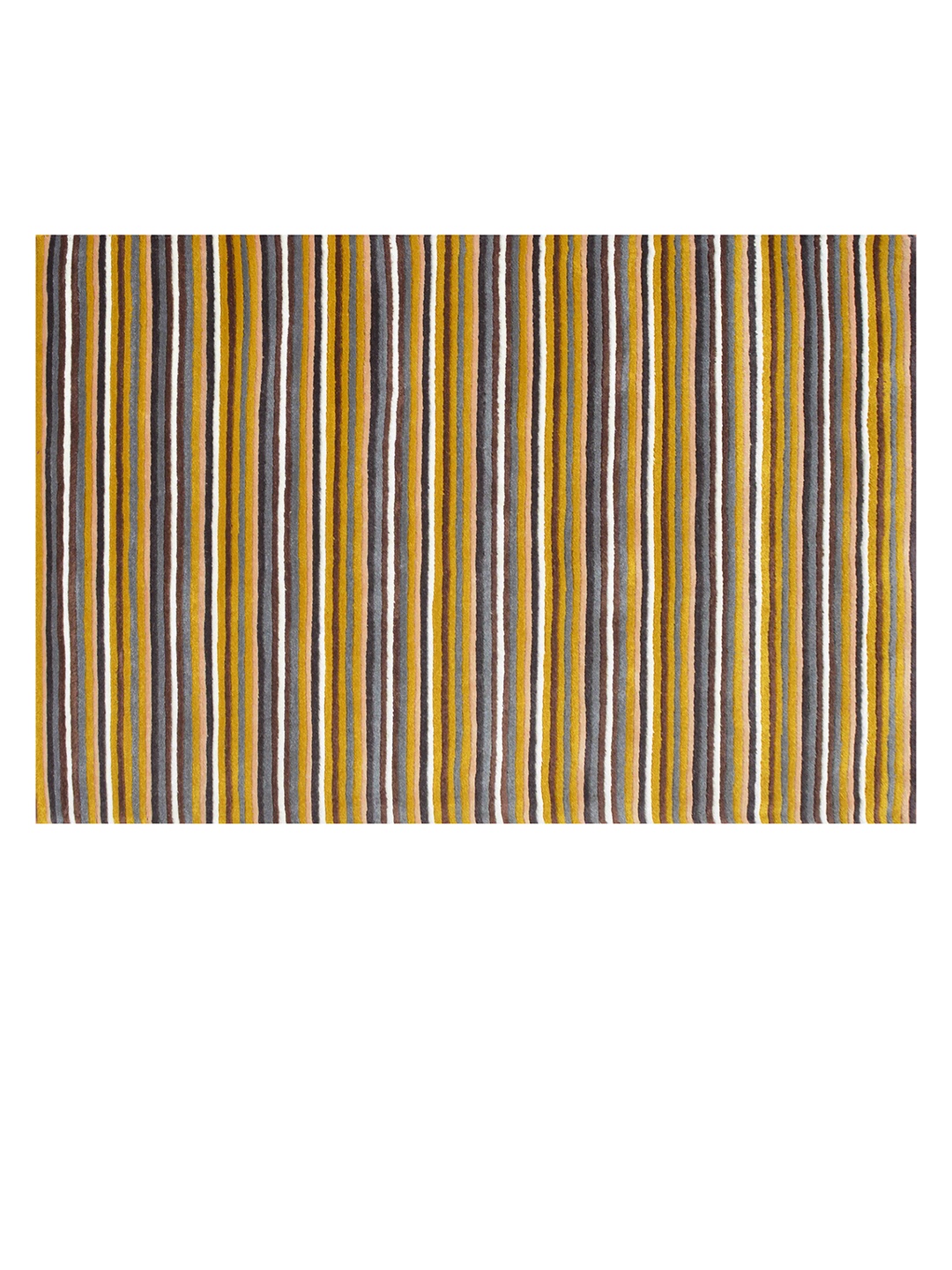 

PRESTO Yellow Striped Hand Tufted Wool Anti-Skid Carpet
