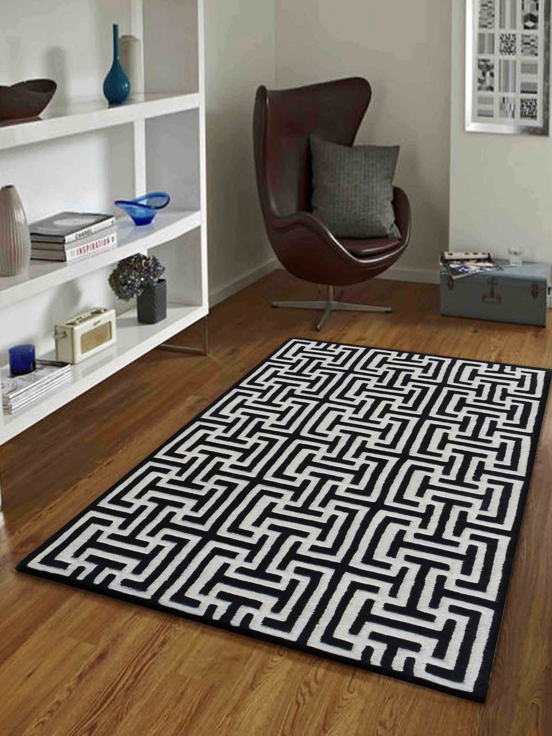 

PRESTO Black & White Printed Hand Tufted Wool Carpet