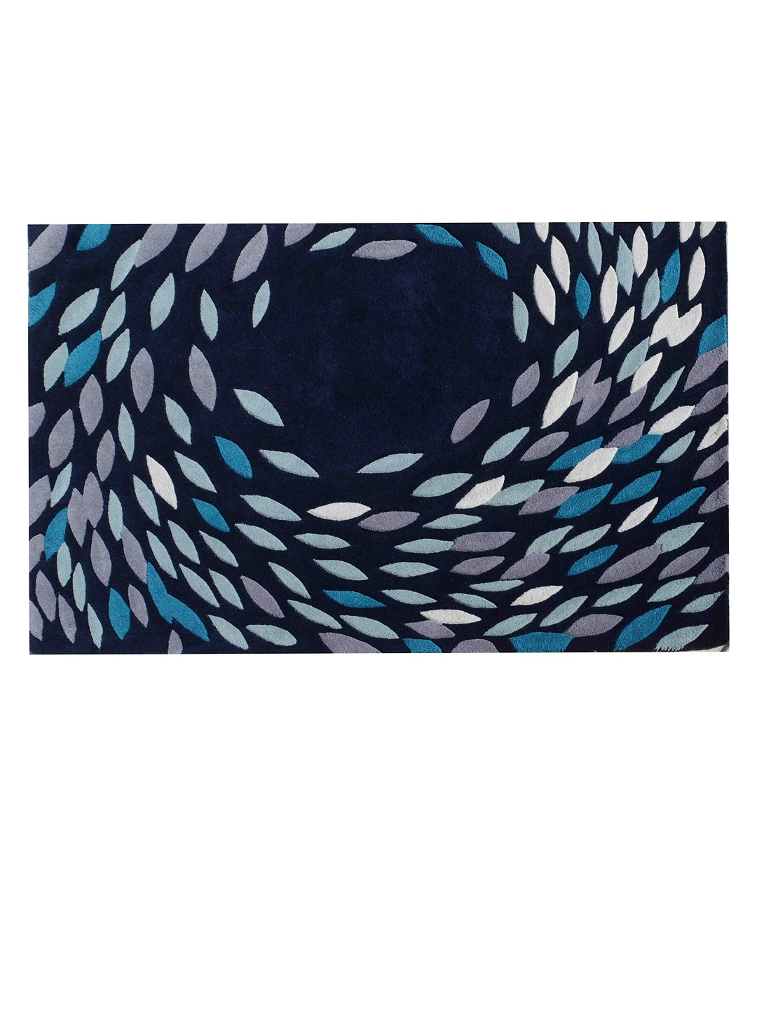 

PRESTO Blue & Silver-Coloured Abstract Printed Hand-Tufted Rectangular Carpet