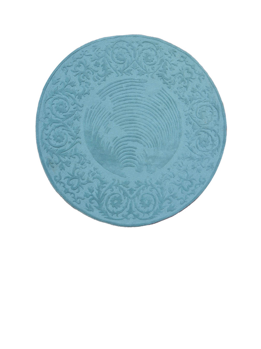 

PRESTO Blue Printed Hand Tufted Round Wool Carpet