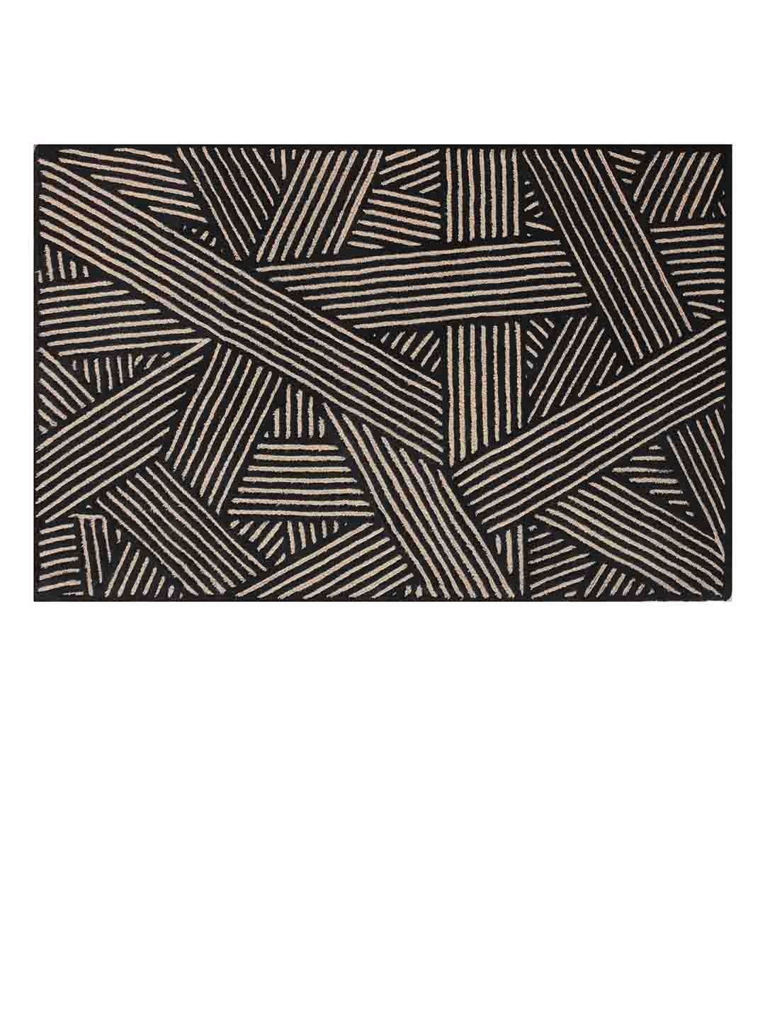 

PRESTO Black & Beige Geometric Hand Tufted Wool Carpet