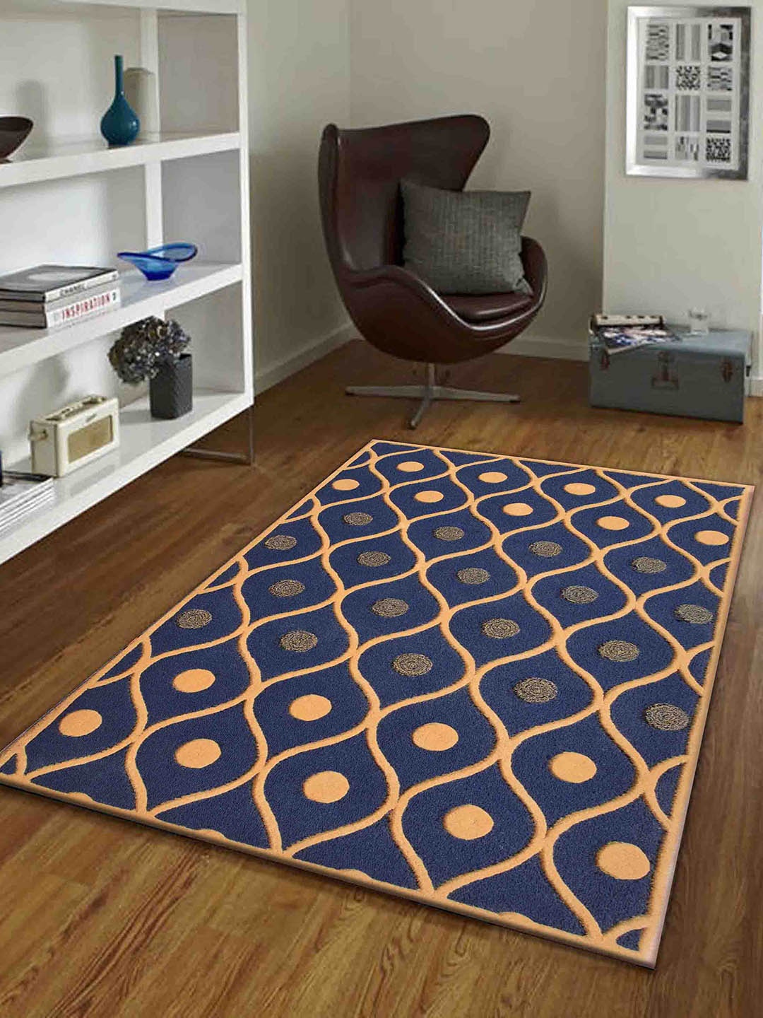 

PRESTO Blue & Beige Abstract Hand Tufted Wool Carpet