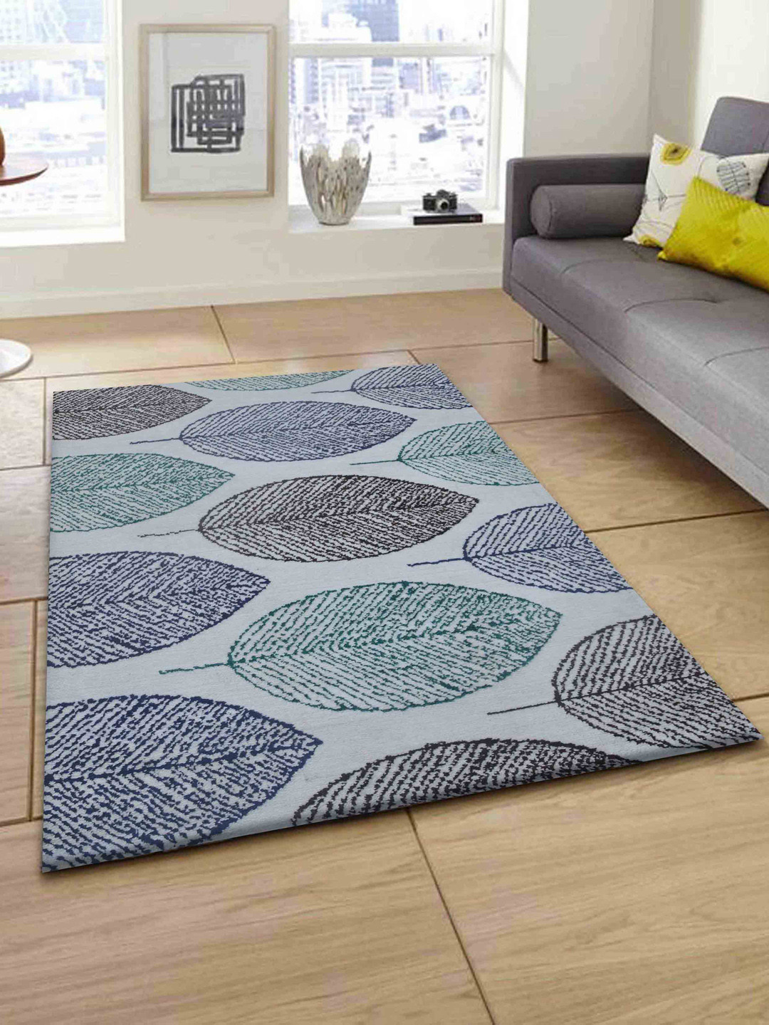 

PRESTO Brown & Green Floral Printed Hand-Tufted Rectangular Carpet