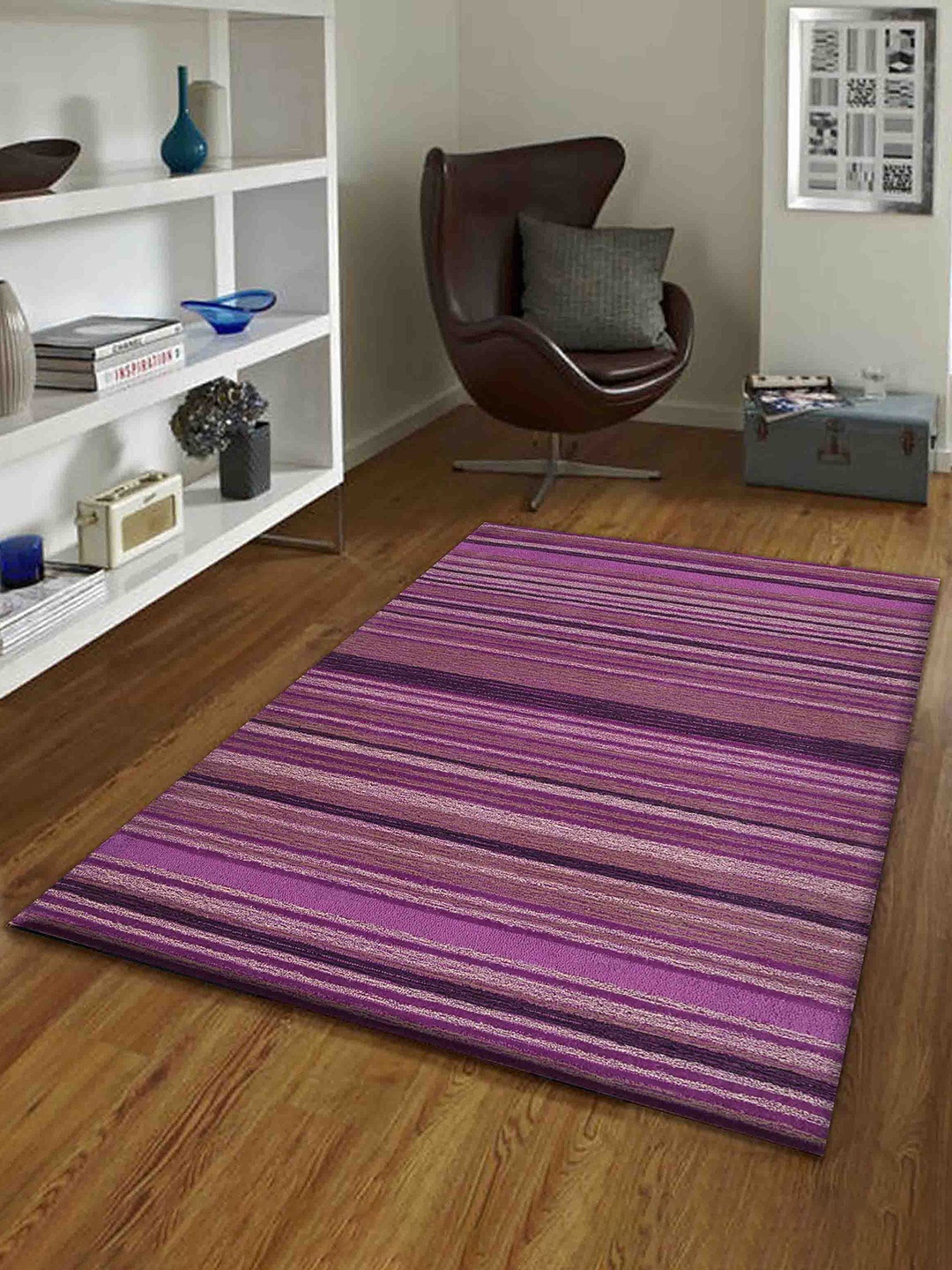 

PRESTO Purple & Pink Striped Hand Tufted Wool Carpet