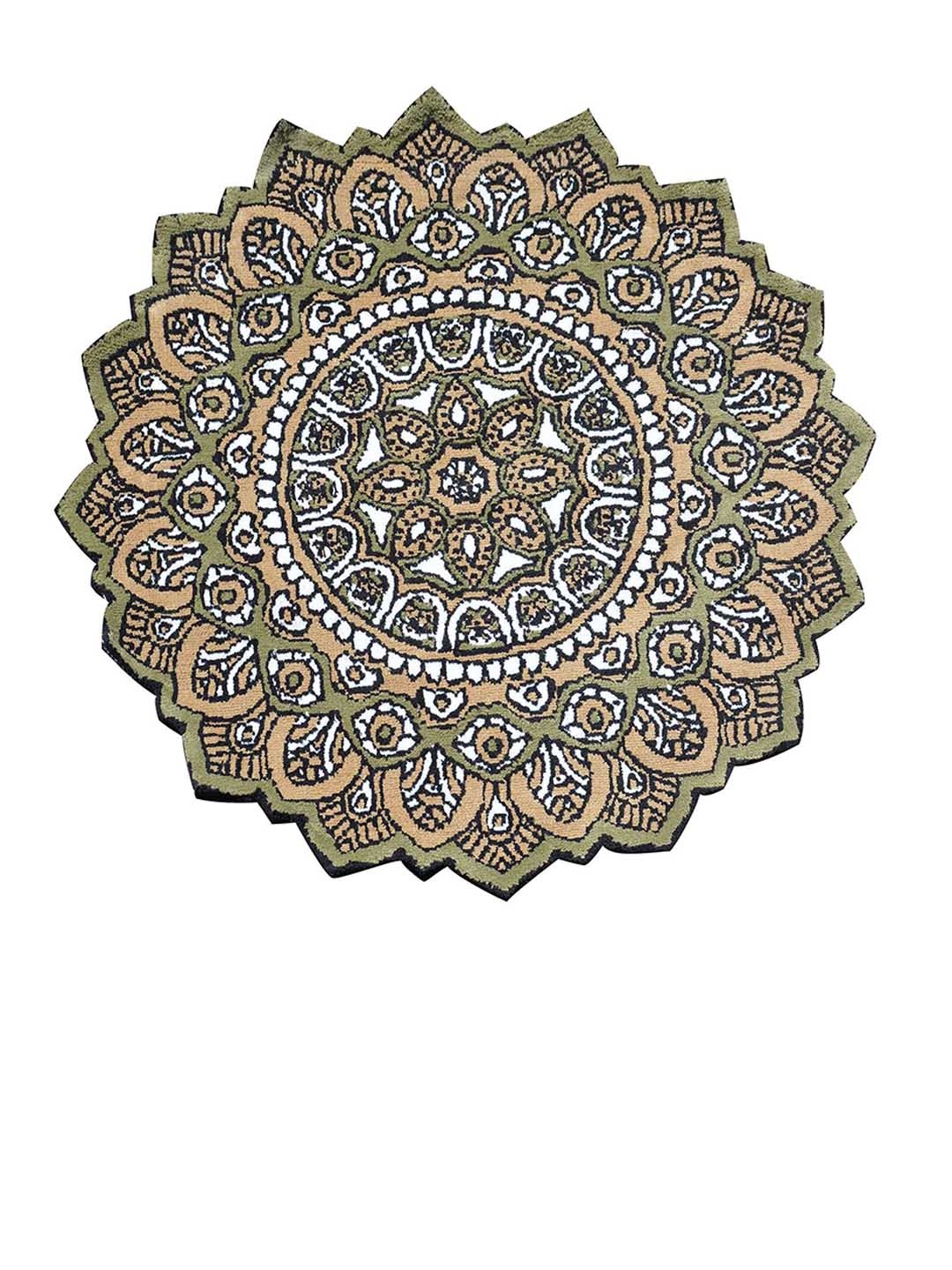 

PRESTO Green & White Printed Ethnic Polyester Carpet