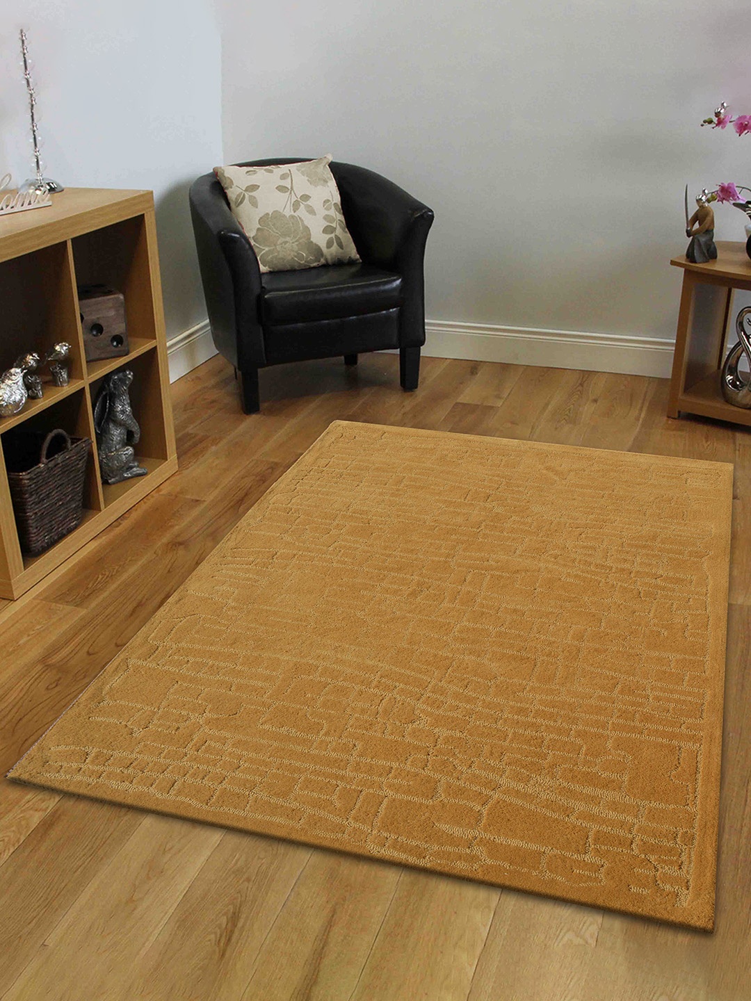 

PRESTO Gold-Colored Abstract Hand Tufted Wool Carpet