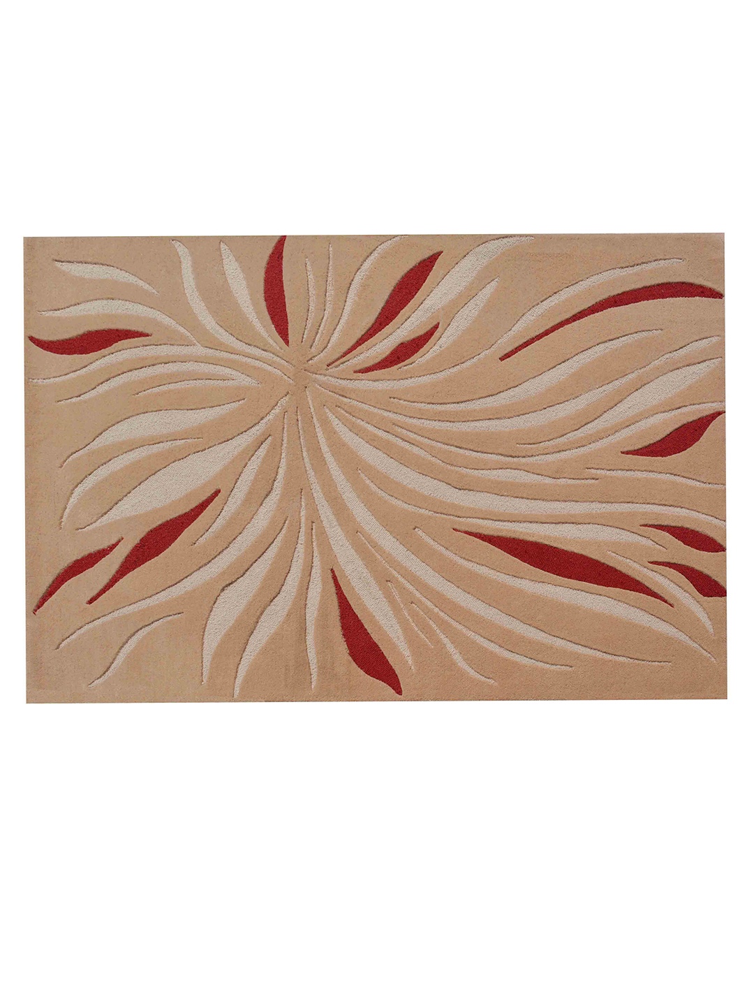 

PRESTO Red and Beige Abstract Hand Tufted Wool Carpets