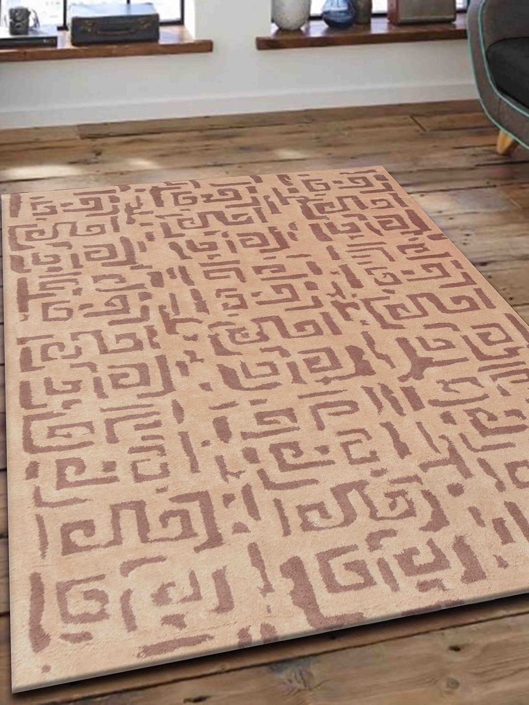 

PRESTO Beige Abstract Printed Hand Tufted Wool Carpets
