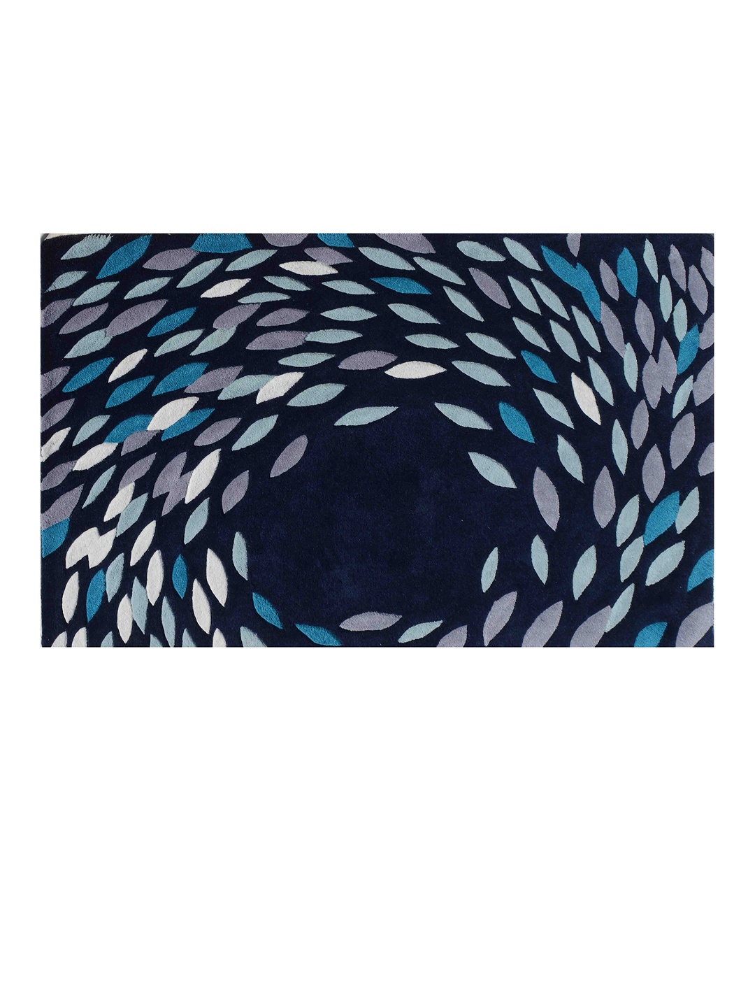 

PRESTO Blue & White Abstract Hand Tufted Wool Carpet