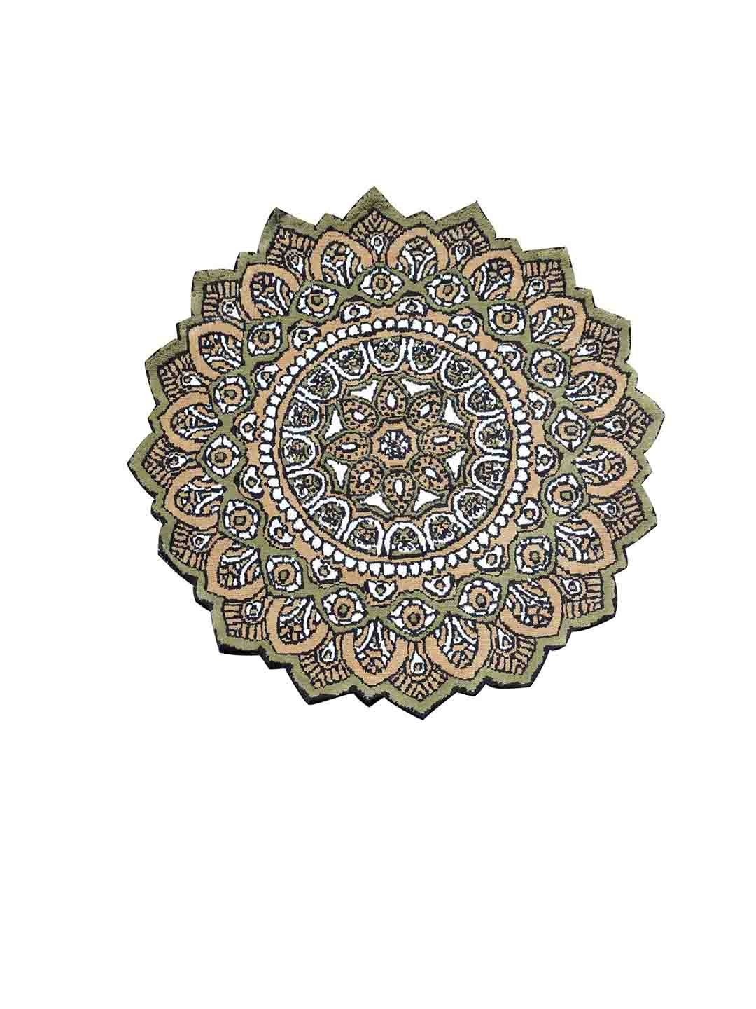 

PRESTO Green & Grey Ethnic Round Carpet