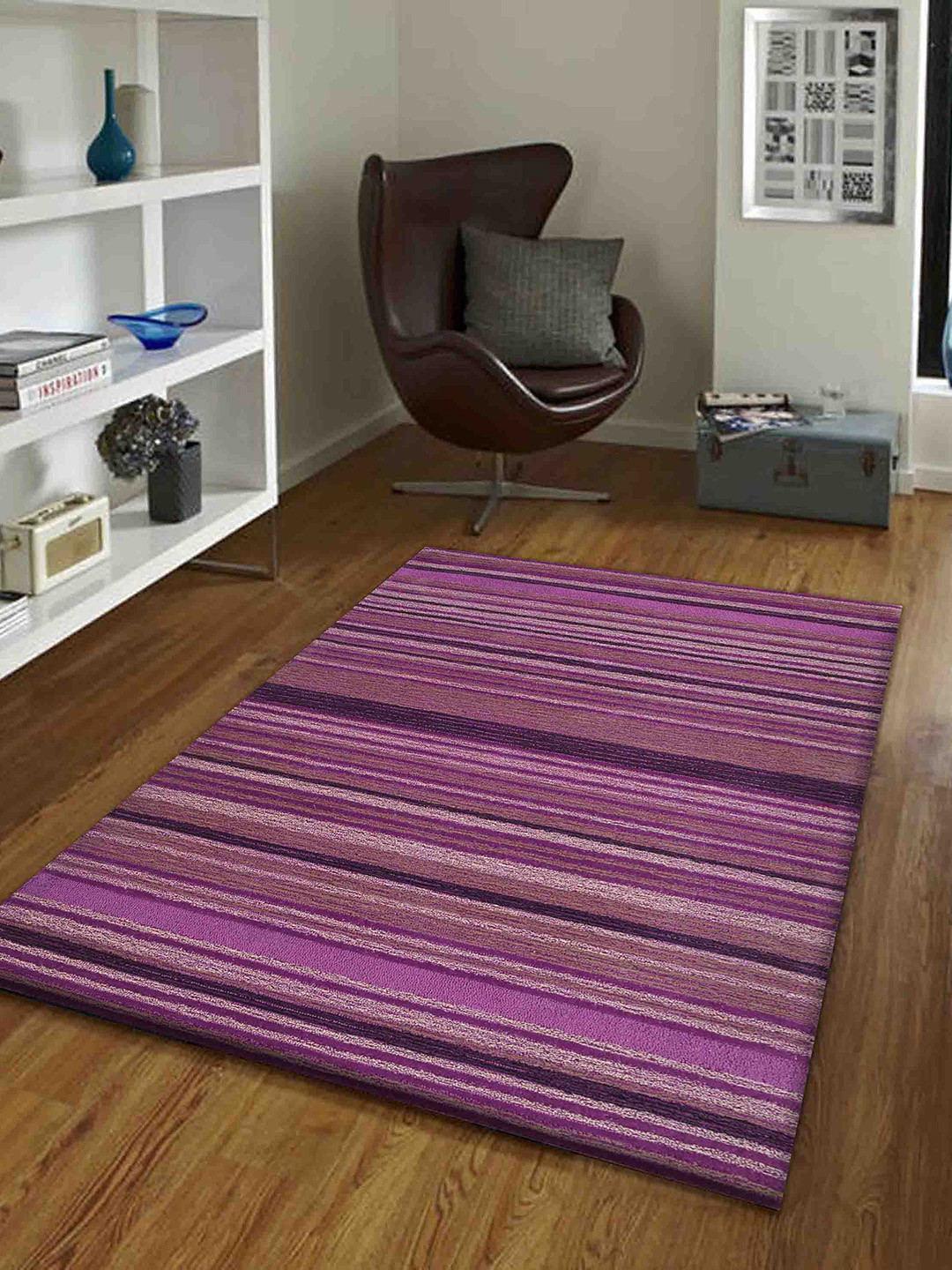 

PRESTO Purple & Pink Striped Hand Tufted Wool Carpet