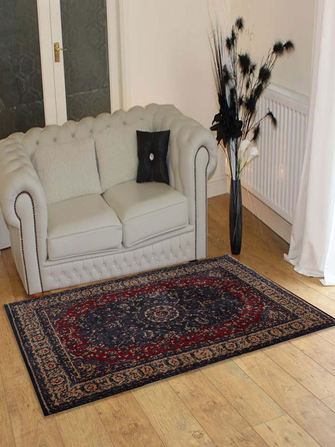 

PRESTO Maroon & Black Ethnic Motif Polyester Carpet
