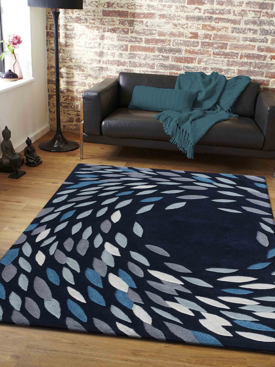 

PRESTO Blue & Grey Abstract Hand Tufted Wool Carpet