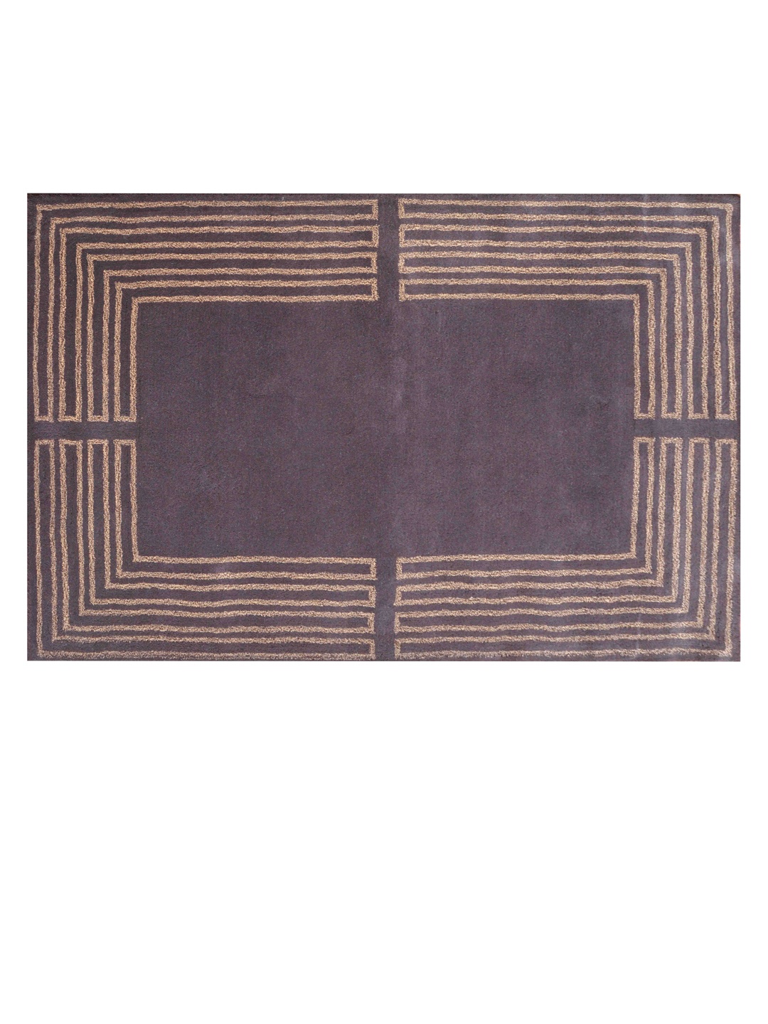 

PRESTO Purple & Beige Geometric Hand Tufted Wool Carpet, Brown