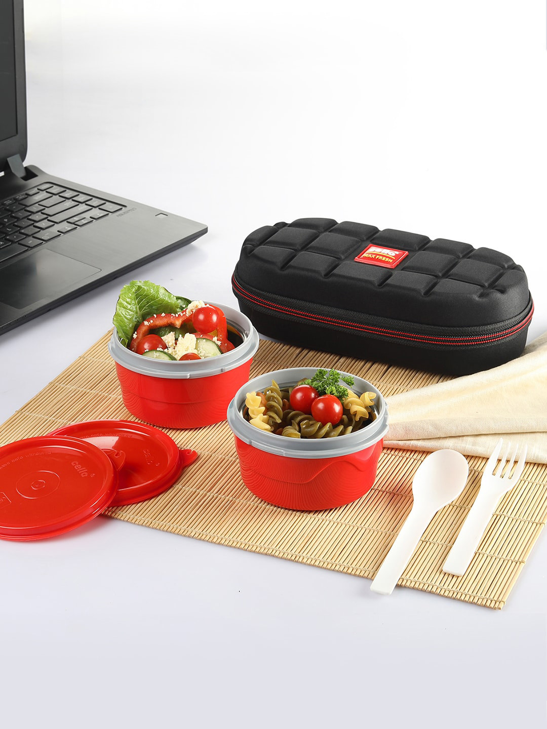 

Cello Maxfresh Micro Set of 2 Red Stainless Steel Lunch Box with Jacket