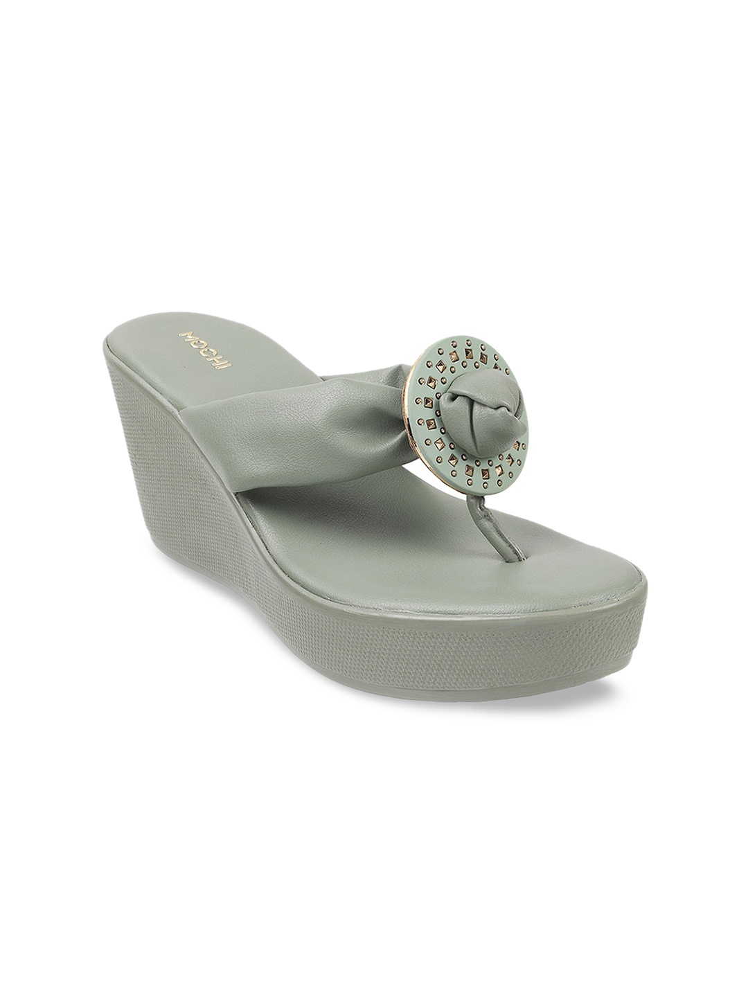 

Mochi Women Green Embellished Wedge Heels