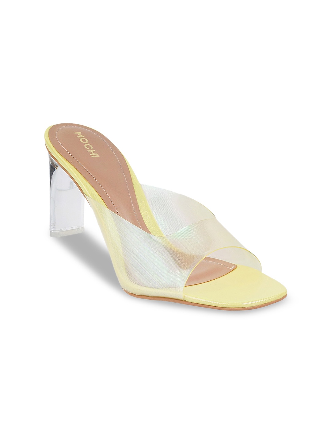 

Mochi Women Yellow & Transparent Block Heels