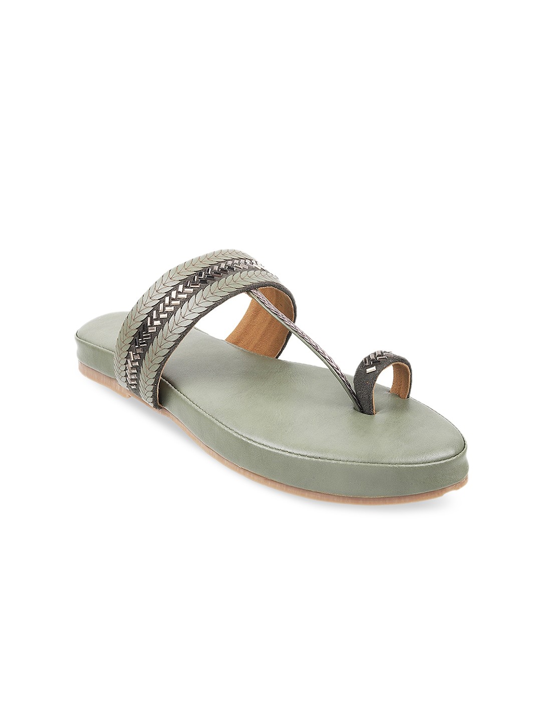 

Mochi Women Green Embellished One Toe Flats
