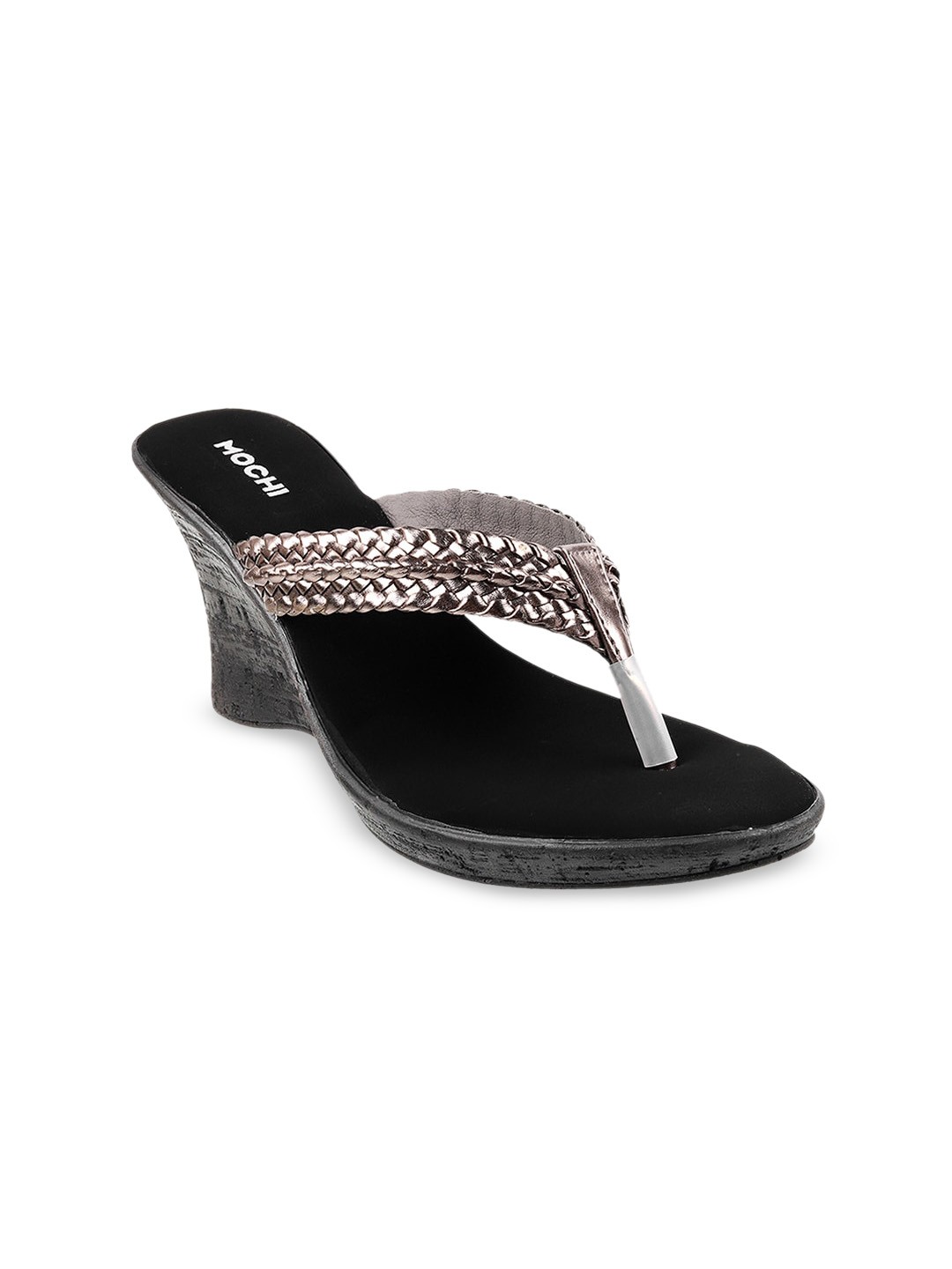 

Mochi Women Grey & Black Wedge Heels