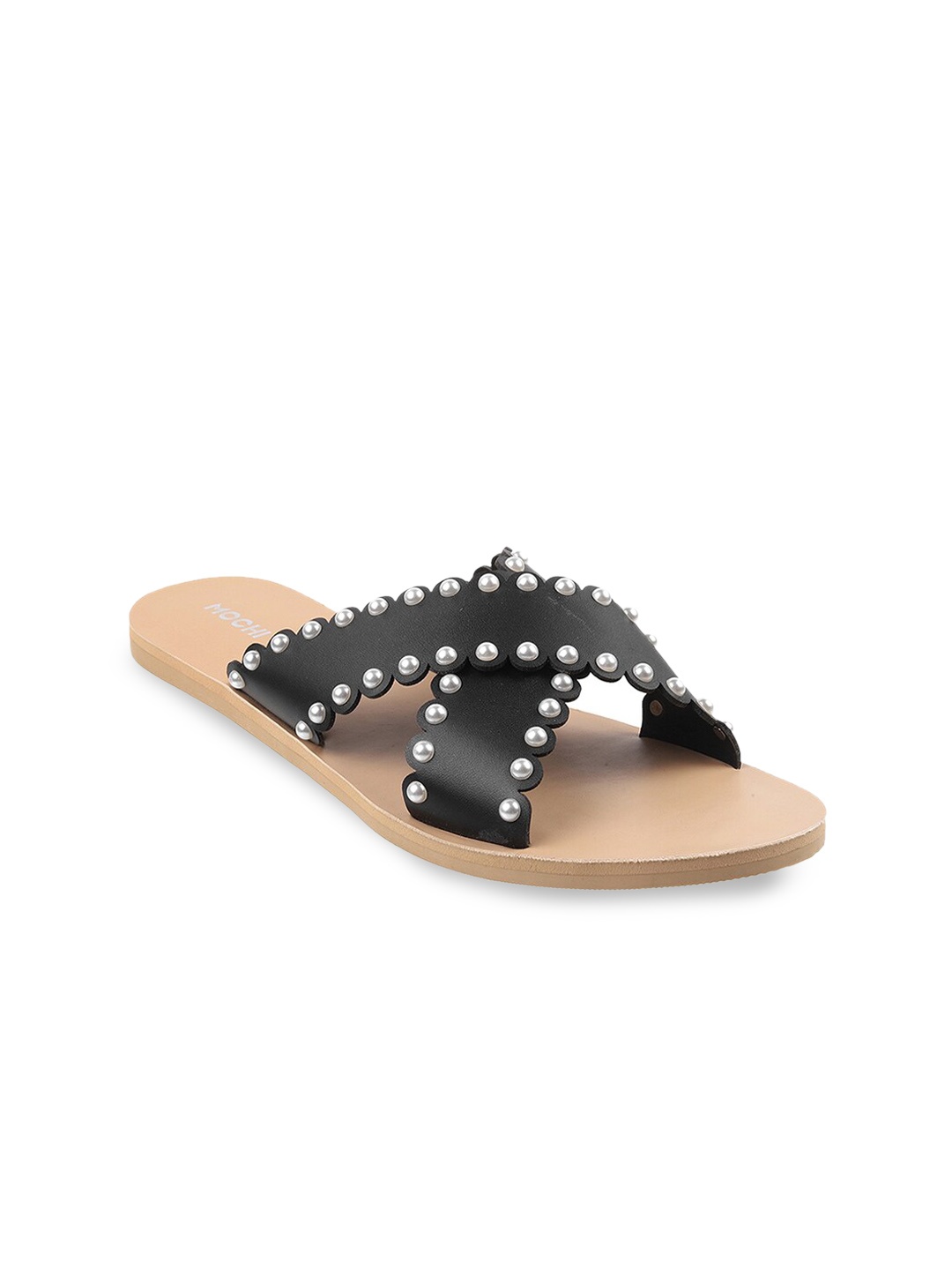 

Mochi Women Black Open Toe Flats