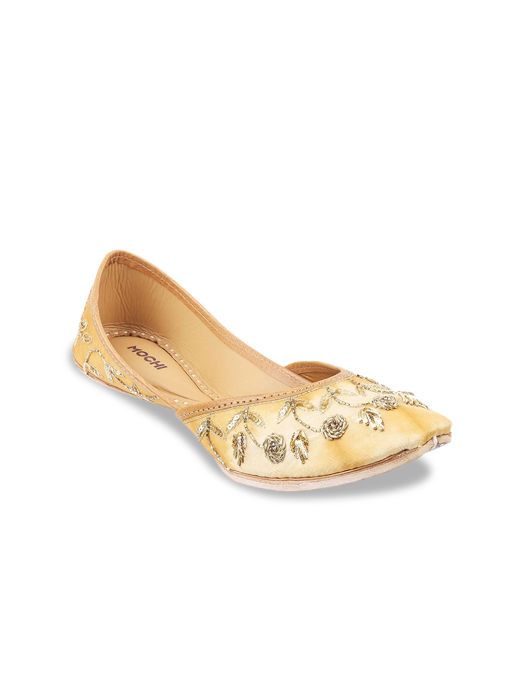 

Mochi Women Gold-Toned Embellished Ethnic Mojaris Flats