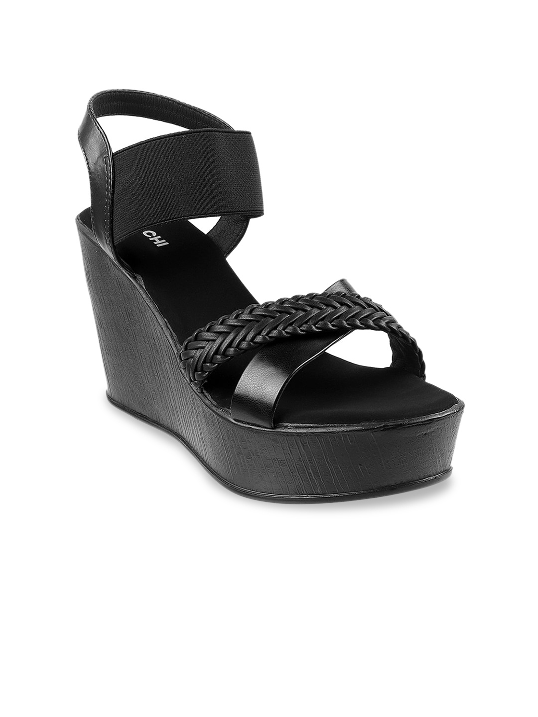 

Mochi Women Black Textured Wedge Heels