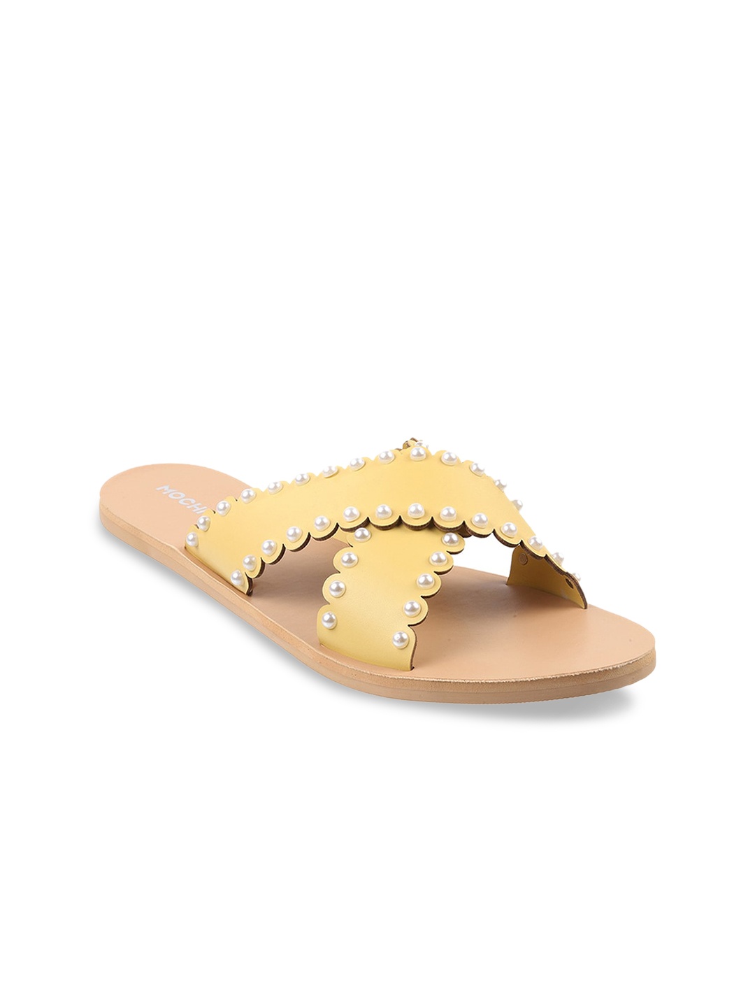 

Mochi Women Yellow Open Toe Flats