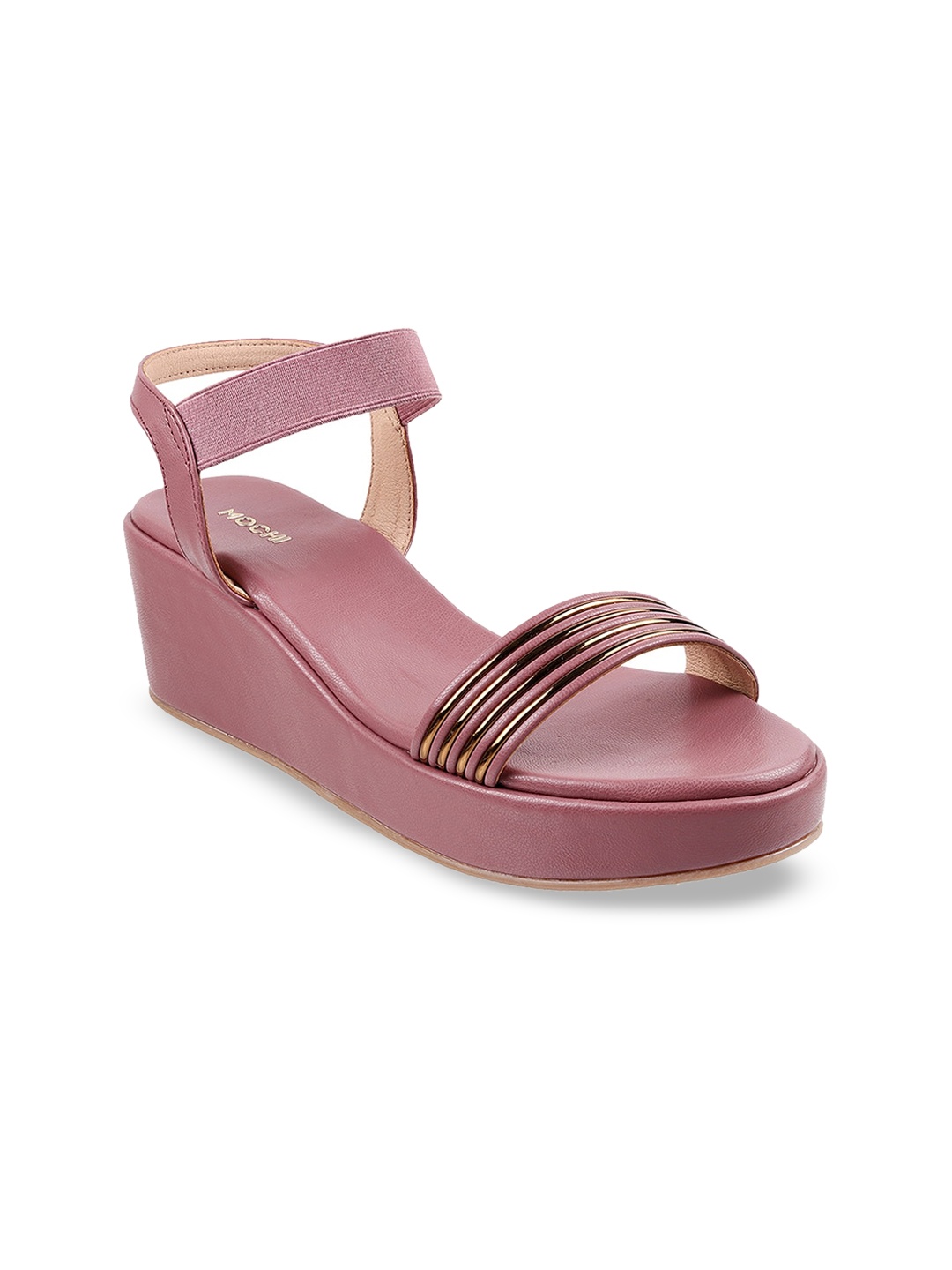 

Mochi Women Purple Striped Wedge Heels