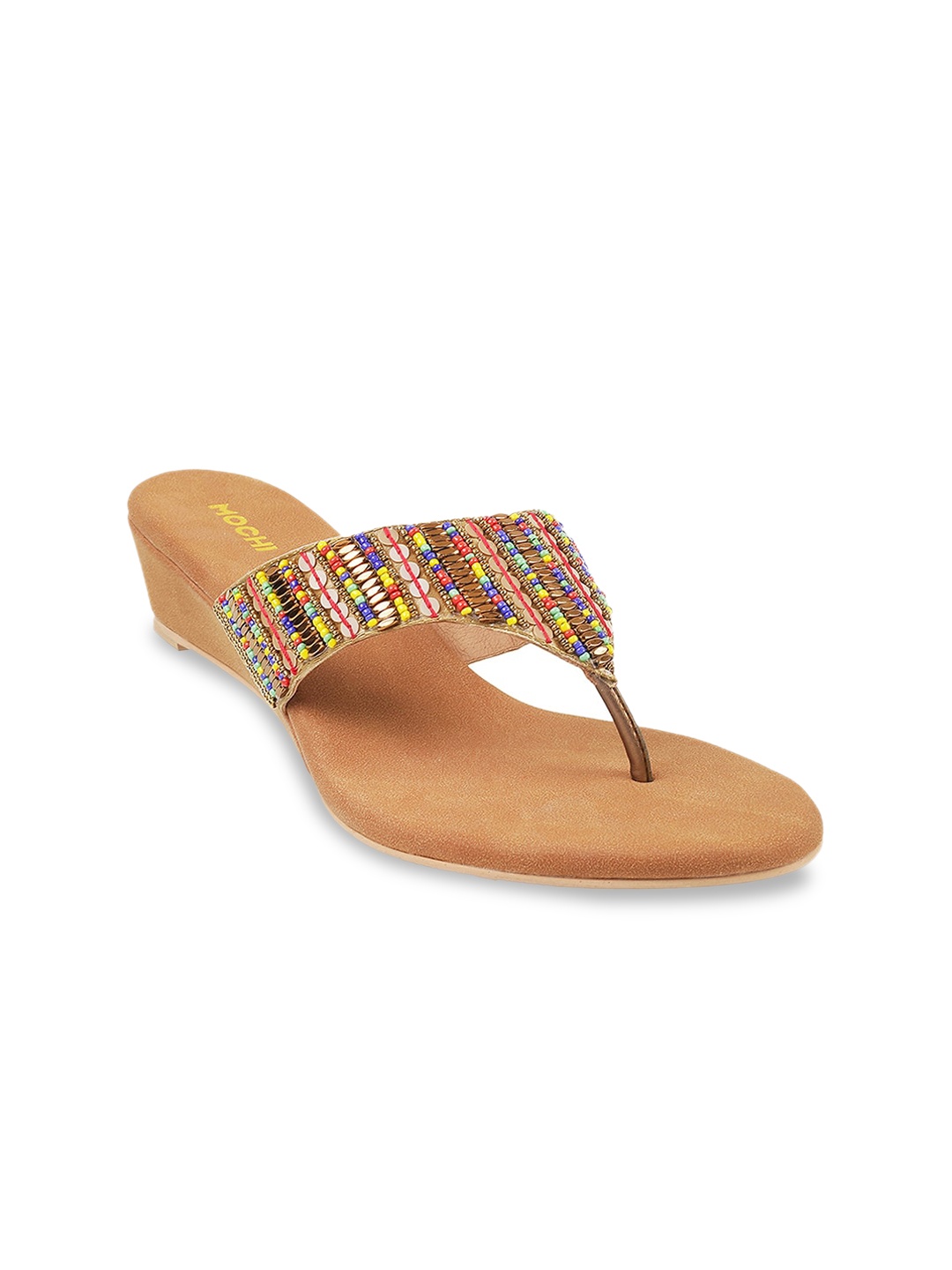 

Mochi Women Gold-Toned Embellished Wedge Heels