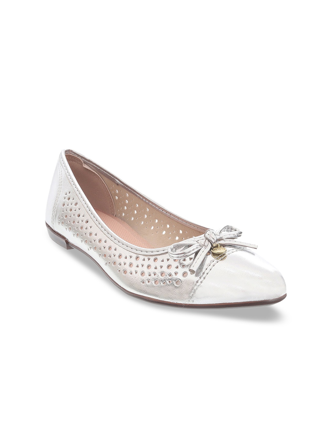 

Mochi Women Silver-Toned Ballerinas with Bows Flats