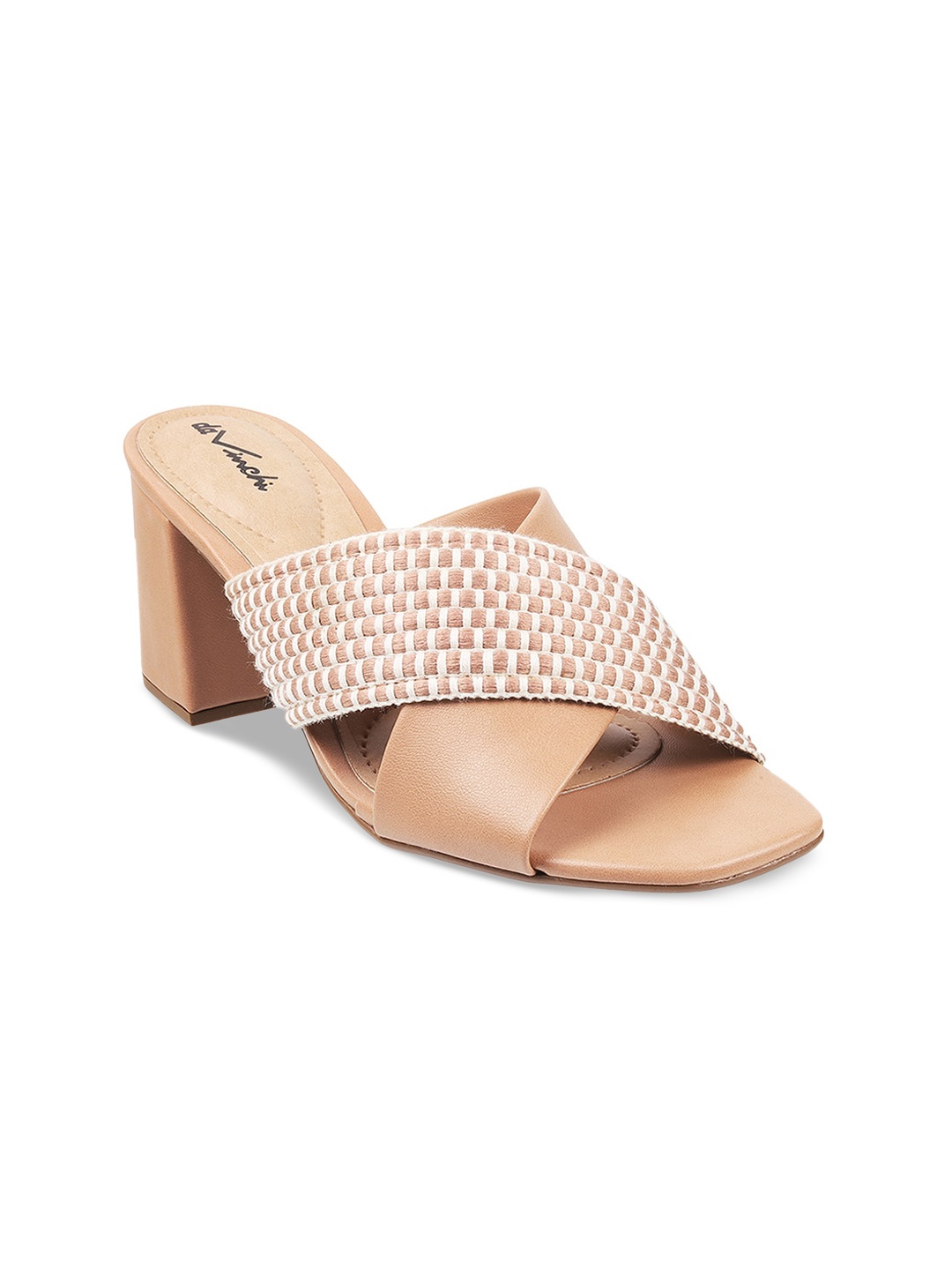 

DAVINCHI Beige Woven Design Block Heels