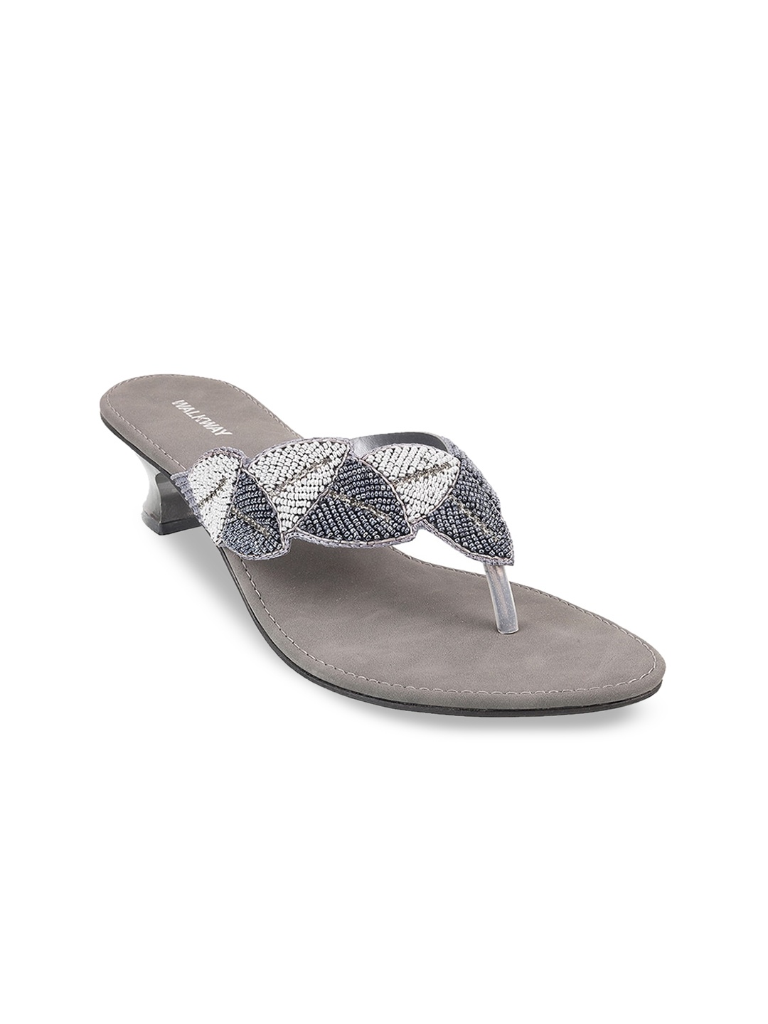 

WALKWAY by Metro Women Grey Embellished Kitten Sandals