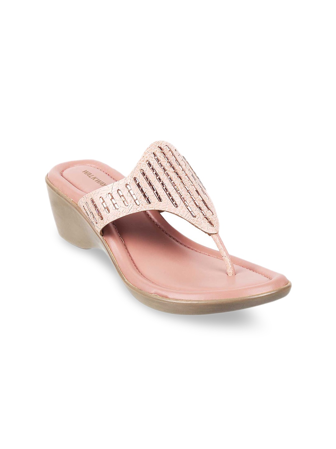 

WALKWAY by Metro Women Peach-Coloured Embellished Wedge Sandals