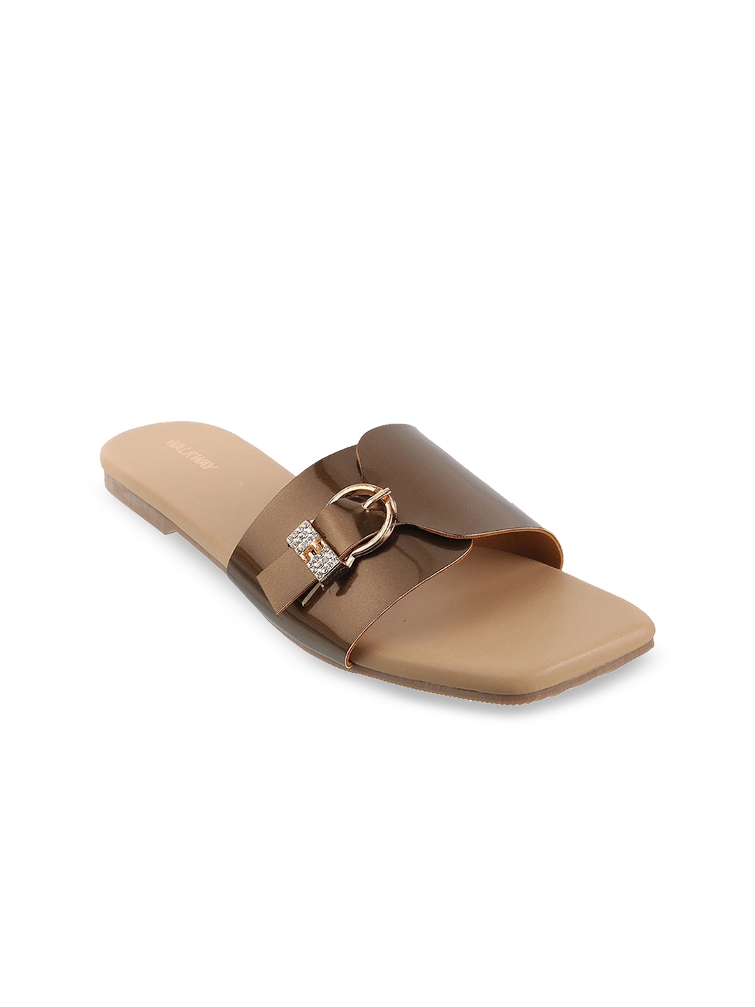 

WALKWAY by Metro Women Bronze-Toned Open Toe Flats with Buckles